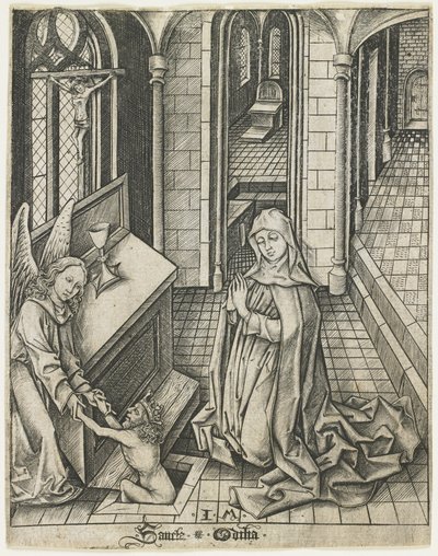 Saint Ottilia by Israhel van Meckenem the younger